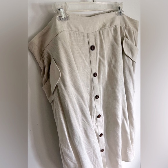 TORRID Size 4X Linen Blend MIdi Cream Button-Front Skirt - Picture 13 of 14